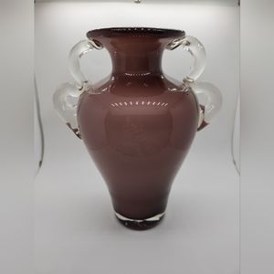 Vintage Purple Glass Double Handle Vase